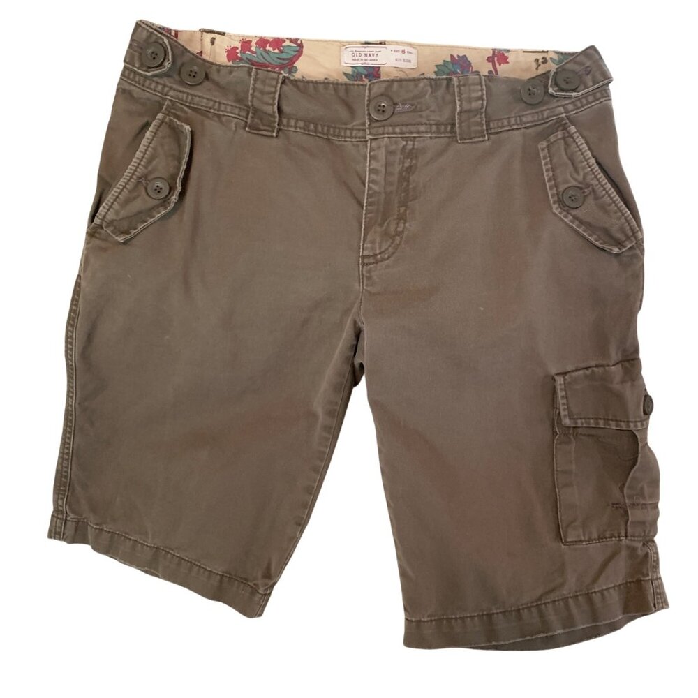 VTG Y2K Women's Cargo Shorts Mid Rise Brown Sz 34‎ Casual Pockets
